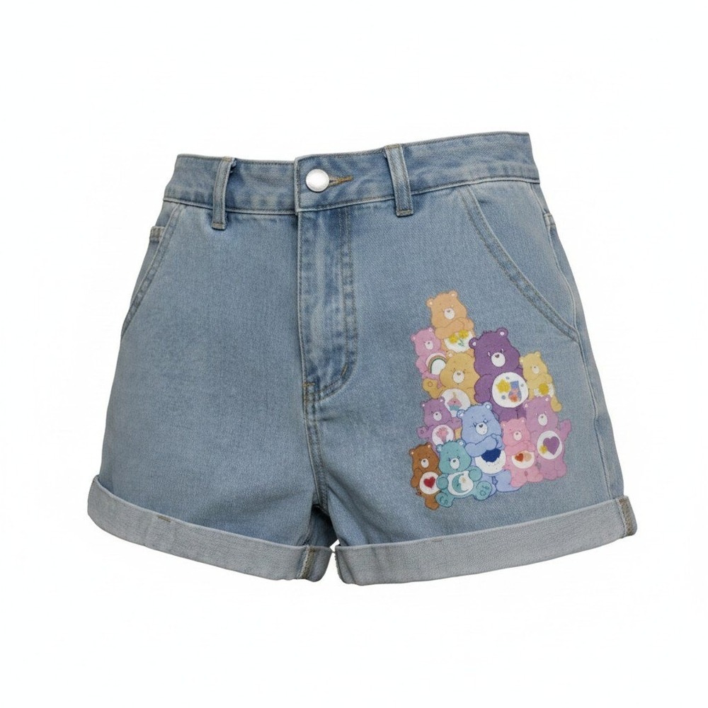 Care Bears Denim Shorts Y2K Kawaii Pastel Cuffed Jean‎ Shorts Size Small